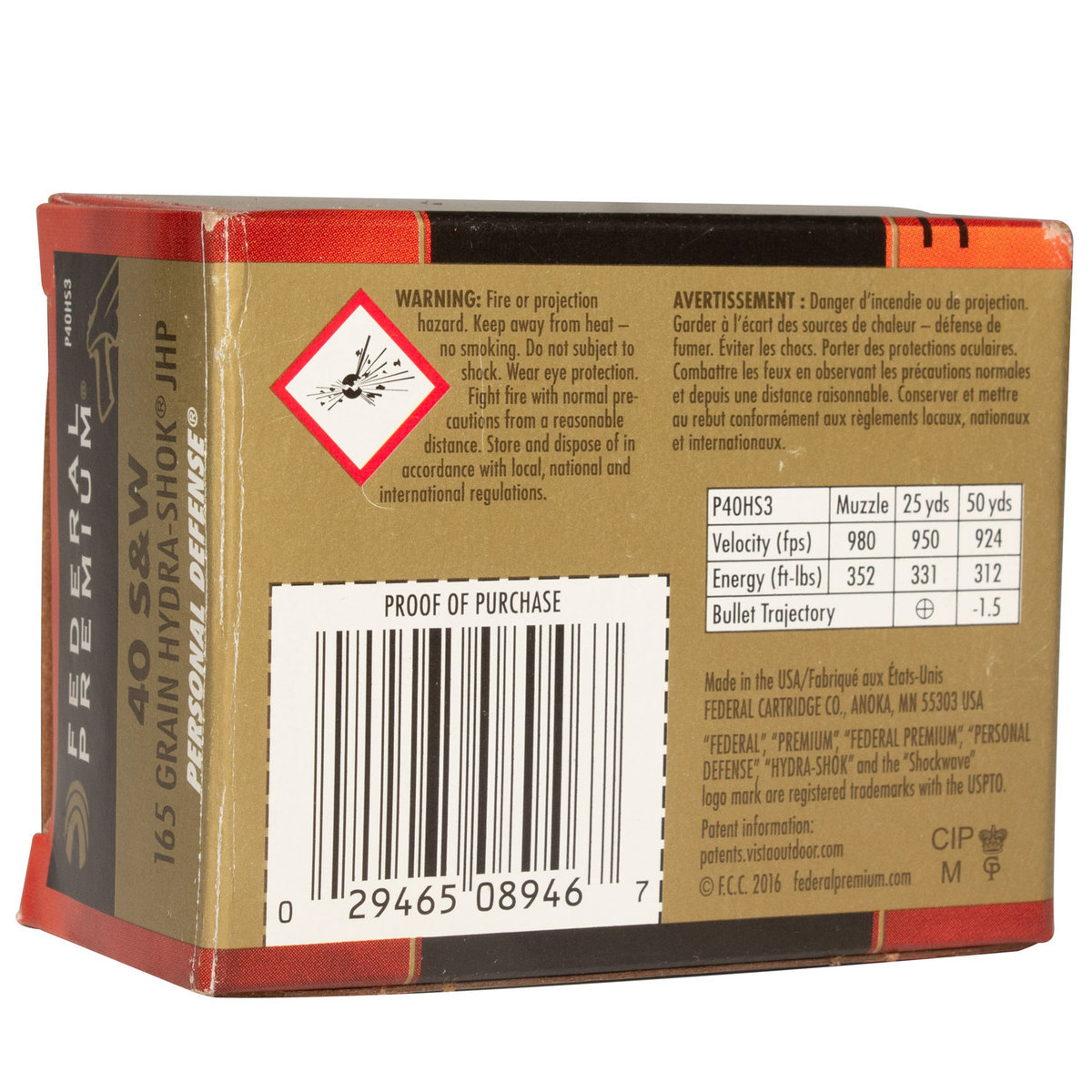 Federal Premium Personal Defense 40 S&W 165gr Hydra-Shok JHP Handgun Ammo - 20 Rounds Federal Premium Personal Defense 40 S&W 165gr Hydra-Shok JHP Handgun Ammo - 20 Rounds