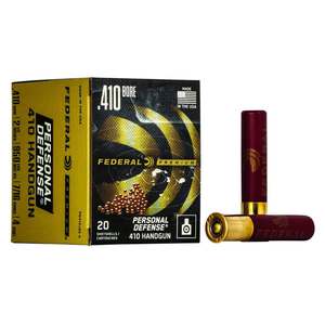 Federal Premium Personal Defense 410 2-1/2in #4 7/16oz Buck Buckshot Shotshells - 20 Rounds Federal Premium Personal Defense 410 2-1/2in #4 7/16oz Buck Buckshot Shotshells - 20 Rounds