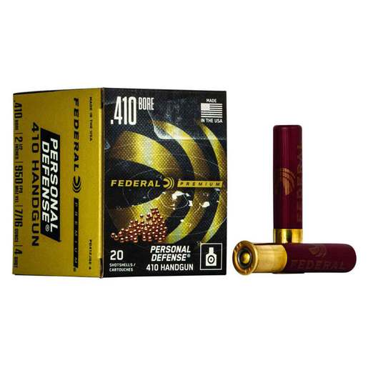 Federal Premium Personal Defense 410 2-1/2in #4 7/16oz Buck Buckshot Shotshells – 20 Rounds – #4