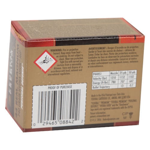 Federal Premium Personal Defense 44 Magnum 240gr Hydra-Shok JHP Handgun Ammo - 20 Rounds Federal Premium Personal Defense 44 Magnum 240gr Hydra-Shok JHP Handgun Ammo - 20 Rounds