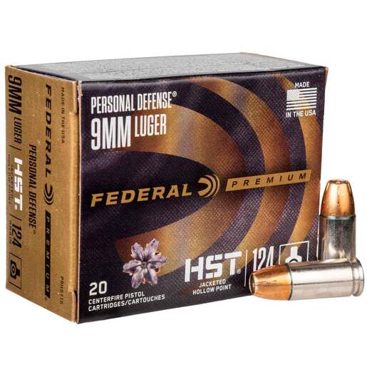 Federal Premium Personal Defense 9mm Luger 124gr HST JHP Handgun Ammo Ammo - 20 Rounds 20 Rounds Ammo