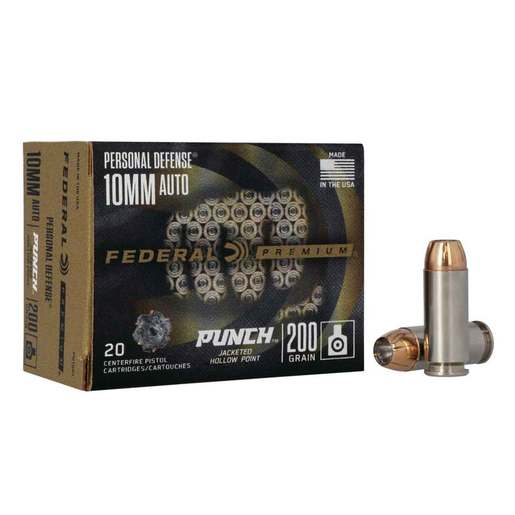 Federal Premium Personal Defense Punch 10mm Auto 200gr JHP Handgun Ammo Ammo - 20 Rounds 20 Rounds Ammo