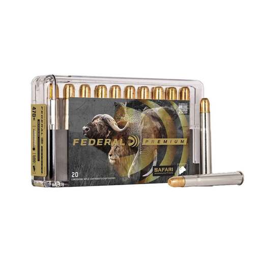 Federal Premium Safari Cape-Shok 470 Nitro Express 500gr Trophy Bonded Sledgehammer Solid Centerfire Rifle Ammo - 20 Rounds