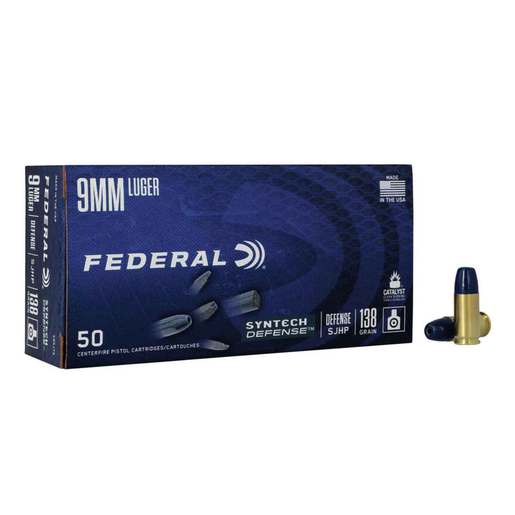 Federal Premium Syntech Defense 9mm Luger 138gr HP Handgun Ammo Ammo - 50 Rounds 50 Rounds Ammo