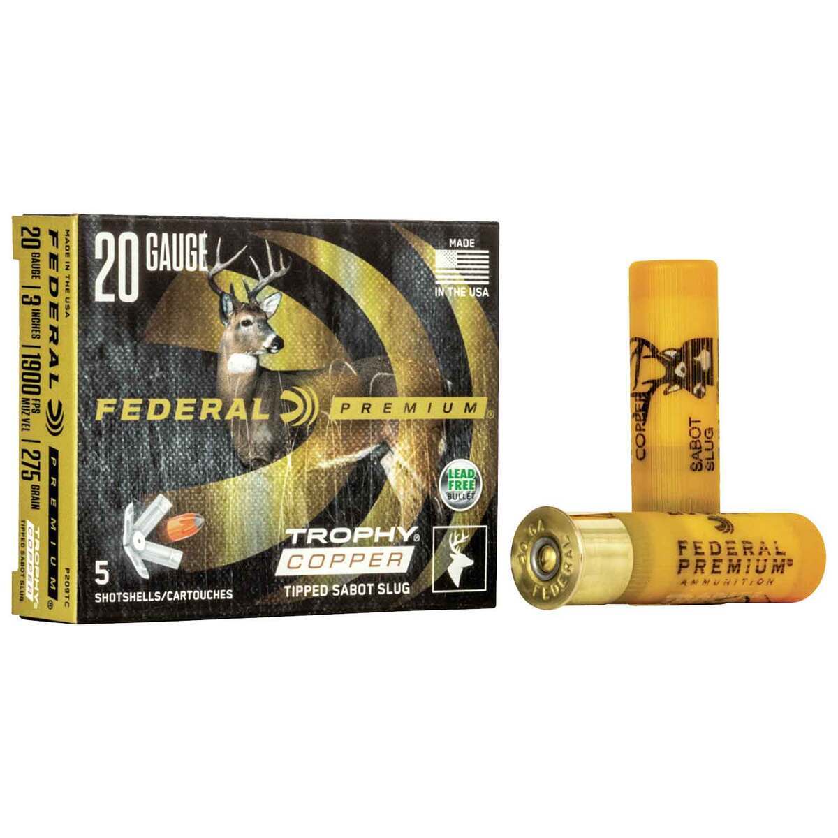 Federal Premium Trophy Copper Sabot 20 Gauge 3in 5/8oz Shotshells - 5 Rounds Federal Premium Trophy Copper Sabot 20 Gauge 3in 5/8oz Shotshells - 5 Rounds