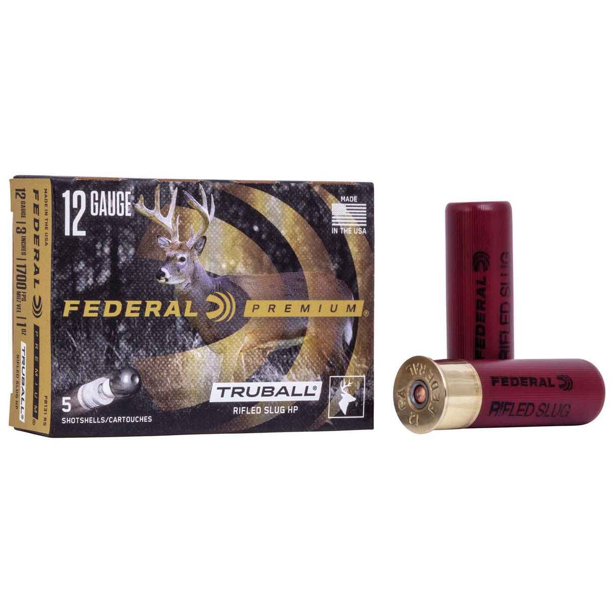 Federal Premium TruBall 12 Gauge 3in 1oz Hollow Point Slug Shotshells - 5 Rounds Federal Premium TruBall 12 Gauge 3in 1oz Hollow Point Slug Shotshells - 5 Rounds