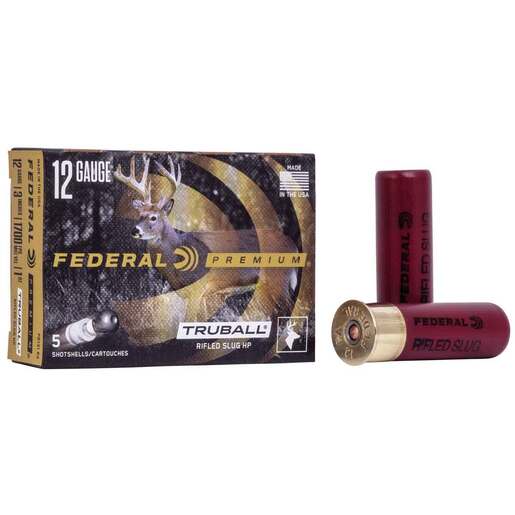 Federal Premium TruBall 12 Gauge 3in 1oz Hollow Point Slug Shotshells Ammo - 5 Rounds 5 Rounds Ammo