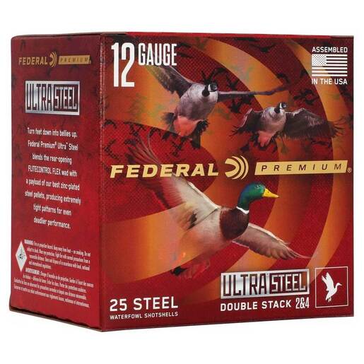 Federal Premium Ultra Steel 12 Gauge 3-1/2in #2 And #4 1-1/2oz Waterfowl Shotshells Ammo - 25 Rounds Ammo - 2 And 4 25 Rounds - 2 And 4 Ammo