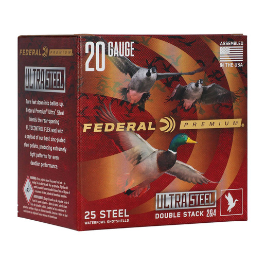 Federal Premium Ultra Steel 20 Gauge 3in #2 & #4 1oz Shotgun Shells Ammo - 25 Rounds Ammo - 2 And 4 25 Rounds - 2 And 4 Ammo