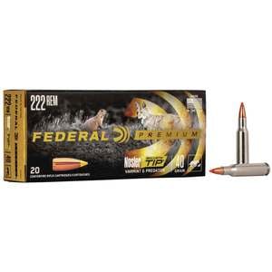 Federal Premium V-Shok 222 Remington 40gr Nosler Ballistic Tip Rifle Ammo - 20 Rounds