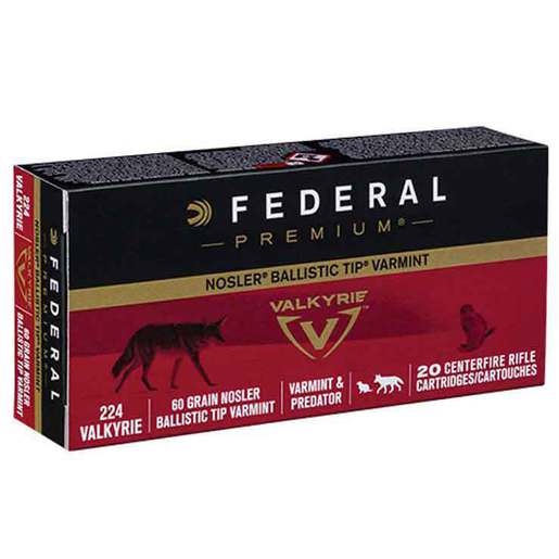 Federal Premium V-Shok 224 Valkyrie 60gr NBT Rifle Ammo – 20 Rounds