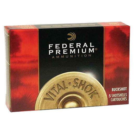 Federal Premium Vital-Shok 12 Gauge 3in #4 Buck Buckshot Shotshells Ammo - 5 Rounds Ammo - #4 Buck 5 Rounds - #4 Buck Ammo