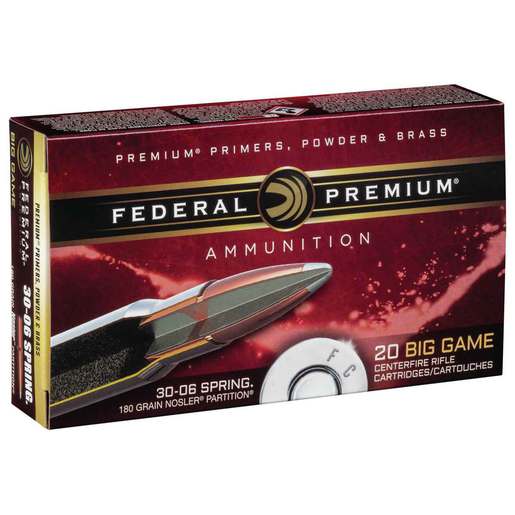 Federal Premium Vital Shok 30-06 Springfield 180gr Nosler Partition Rifle Ammo Ammo - 20 Rounds 20 Rounds Ammo