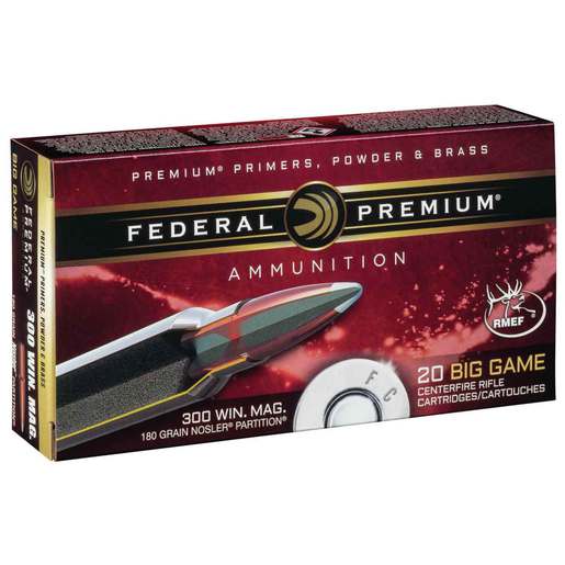 Federal Premium Vital Shok 300 Winchester Magnum 180gr Nosler Partition Rifle Ammo Ammo - 20 Rounds 20 Rounds Ammo