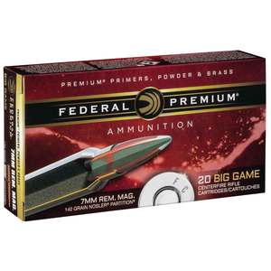 Federal Premium Vital Shok 7mm Remington Magnum 140gr Nosler Partition Rifle Ammo - 20 Rounds