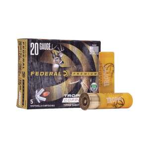 Federal Premium Vital-Shok Trophy Copper 20 Gauge 2-3/4in Sabot Slug 5/8oz Slug Shotshells - 5 Rounds Federal Premium Vital-Shok Trophy Copper 20 Gauge 2-3/4in Sabot Slug 5/8oz Slug Shotshells - 5 Rounds