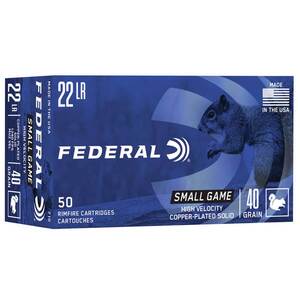 Federal Small Game 22 Long Rifle 40gr Rimfire Ammo - 50 Rounds