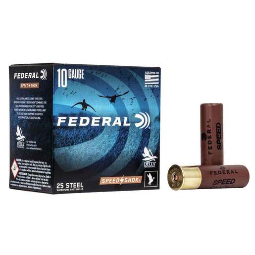 Federal Speed Shok 10 Gauge 3-1/2in T Shot 1-1/2oz Waterfowl Shotshells Ammo - 25 Rounds Ammo - T 25 Rounds - T Ammo
