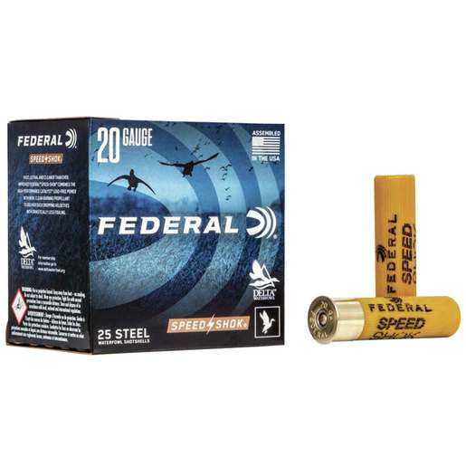 Federal Speed Shok 20 Gauge 3in #1 7/8oz Waterfowl Shotshells Ammo - 25 Rounds Ammo - #1 25 Rounds - #1 Ammo