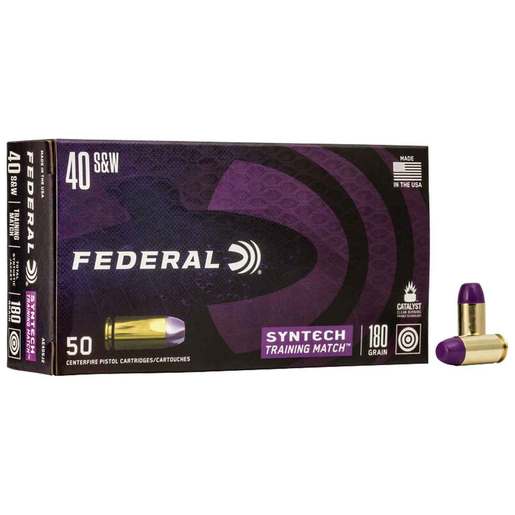 Federal Syntech Training Match 40 S&W 180gr SJFN Handgun Ammo Ammo - 50 Rounds 50 Rounds Ammo