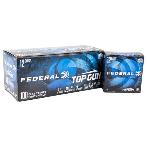 Federal Top Gun 12 Gauge 2-3/4in #7.5 1-1/8oz Target Shotshells Ammo - 100 Rounds Ammo - #7.5 100 Rounds - #7.5 Ammo