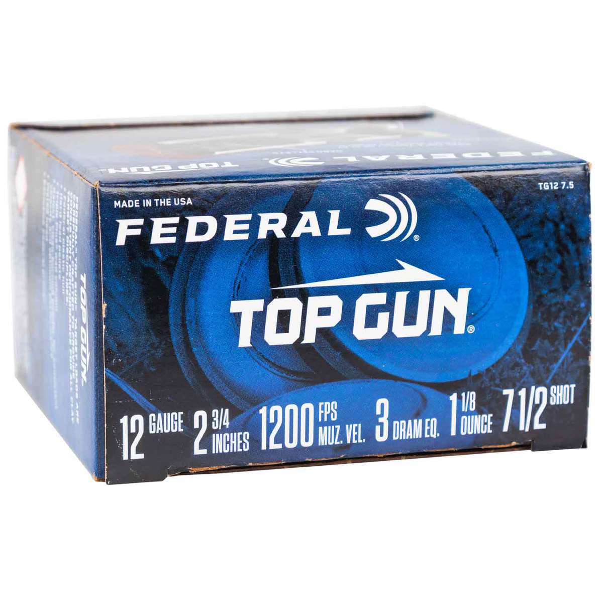 Federal Top Gun 12 Gauge 2-3/4in #7.5 1-1/8oz Target Shotshells - 100 Rounds Federal Top Gun 12 Gauge 2-3/4in #7.5 1-1/8oz Target Shotshells - 100 Rounds
