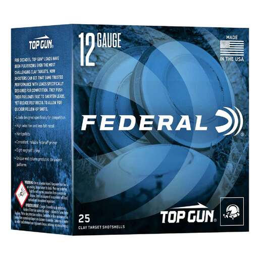 Federal Top Gun 12 Gauge 2-3/4in #7.5 1oz Target Shotshells Ammo - 25 Rounds Ammo - #7.5 25 Rounds - #7.5 Ammo