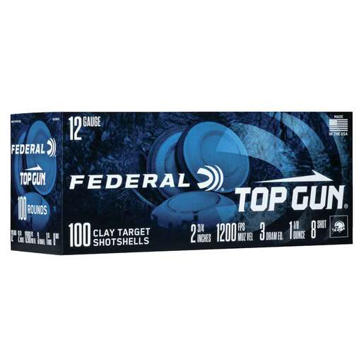 Federal Top Gun 12 Gauge 2-3/4in #8 1-1/8oz Target Shotshells Ammo - 100 Rounds Ammo - #8 100 Rounds - #8 Ammo