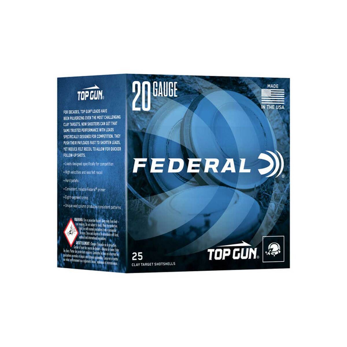 Federal Top Gun 20 Gauge 2-3/4in 7/8oz Shotshells - 25 Rounds Federal Top Gun 20 Gauge 2-3/4in 7/8oz Shotshells - 25 Rounds
