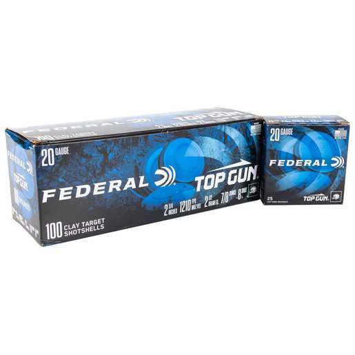 Federal Top Gun 20 Gauge 2-3/4in #8 7/8oz Target Shotshells Ammo - 100 Rounds Ammo - #8 100 Rounds - #8 Ammo