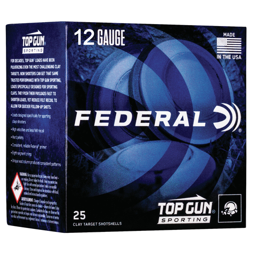Federal Top Gun Sporting 12 Gauge 2-3/4in #8 1oz Target Shotshells – 25 Rounds – #8