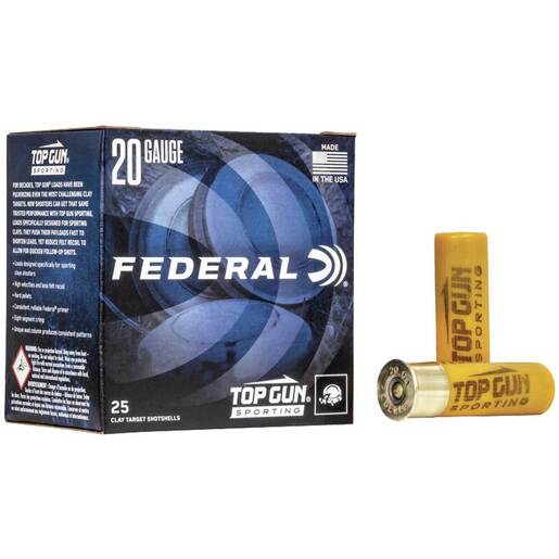 Federal Top Gun Sporting 20 Gauge 2-3/4in #7.5 7/8oz Target Shotshells – 25 Rounds – #7.5