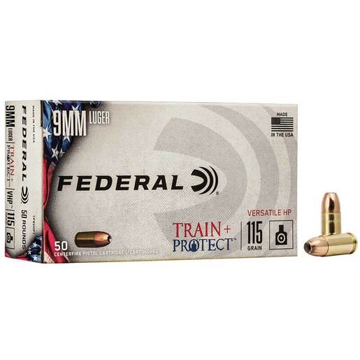 Federal Train Protect 9mm Luger 115gr JHP Handgun Ammo Ammo - 50 Rounds 50 Rounds Ammo