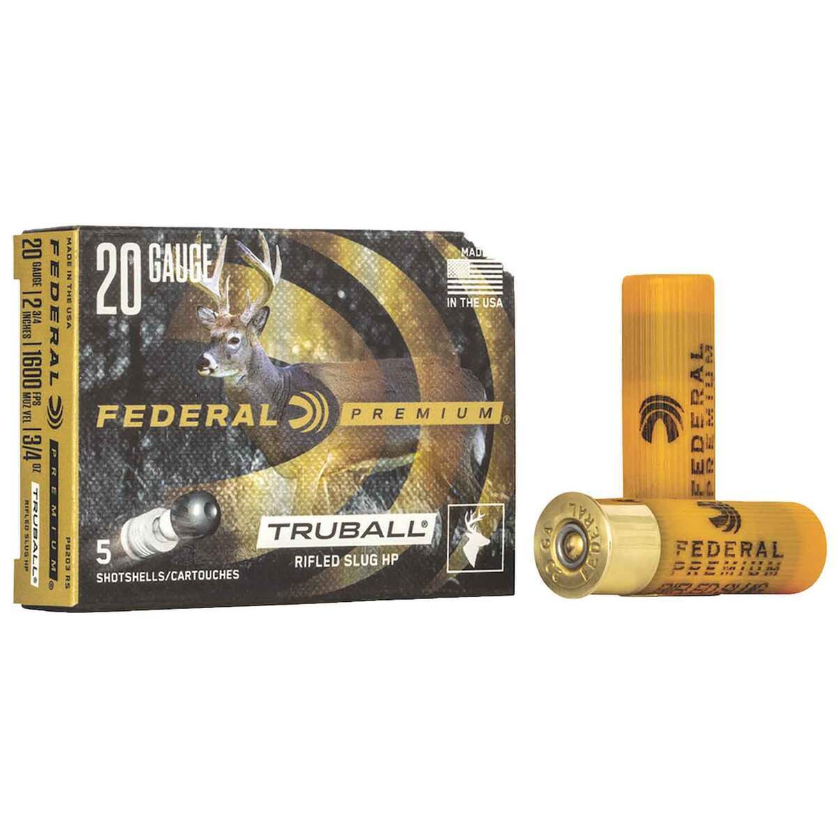 Federal Truball 20 Gauge 2-3/4in Slug 3/4oz Slug - 5 Rounds Federal Truball 20 Gauge 2-3/4in Slug 3/4oz Slug - 5 Rounds