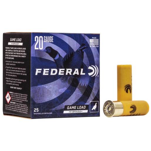 Federal Upland Hi-Brass 20 Gauge #6 2-3/4in Game Load Shotshells Ammo - 25 Rounds Ammo - #6 25 Rounds - #6 Ammo