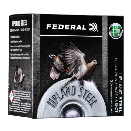 Federal Upland Steel 12 Gauge 2-3/4in #6 1-1/8oz Upland Shotshells Ammo - 25 Rounds Ammo - #6 25 Rounds - #6 Ammo