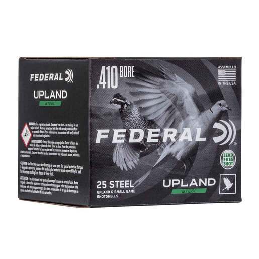 Federal Upland Steel 410 Gauge 2-3/4in #6 3/8oz Upland Shotshells Ammo - 25 Rounds Ammo - #6 25 Rounds - #6 Ammo