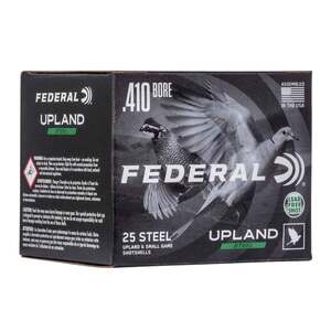 Federal Upland Steel 410 Gauge 2-3/4in #7.5 3/8oz Upland Shotshells - 25 Rounds Federal Upland Steel 410 Gauge 2-3/4in #7.5 3/8oz Upland Shotshells - 25 Rounds