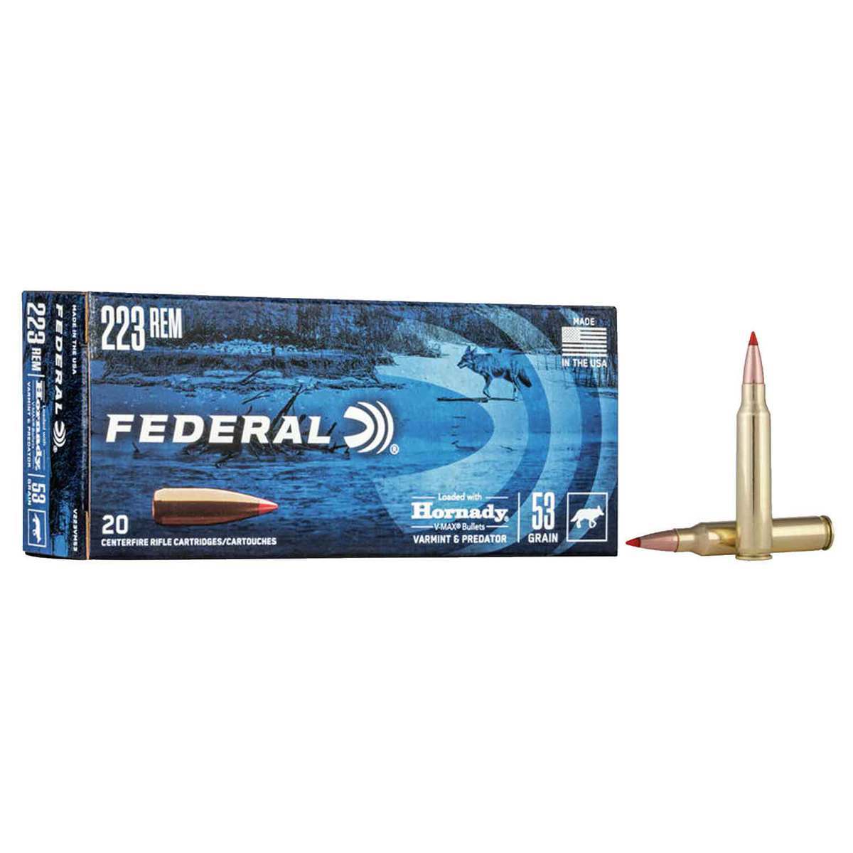 Federal Varmint/Predator 223 Remington 53gr V Max Rifle Ammo - 20 Rounds Federal Varmint/Predator 223 Remington 53gr V Max Rifle Ammo - 20 Rounds