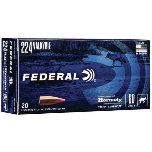 Federal Varmint/Predator 224 Valkyrie 60gr V Max Rifle Ammo – 20 Rounds