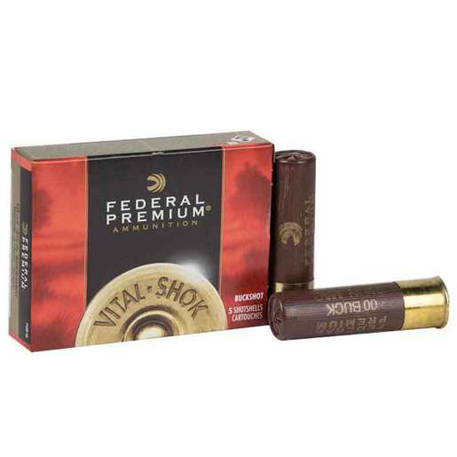 Federal Vital-Shok 10 Gauge 3-1/2in 00 Buck Buckshot Shotshells – 5 Rounds – #00 Buck
