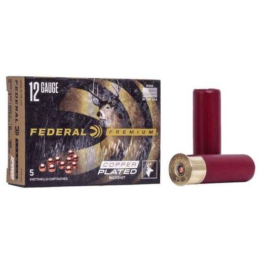 Federal Vital Shok 12 Gauge 3in 000 Buck 1-1/2 Buckshot Shotshells Ammo - 5 Rounds Ammo - #000 Buck 5 Rounds - #000 Buck Ammo