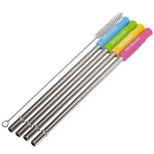 Fifty/Fifty Stainless Steel Silicone Tip 4 Pack Straws