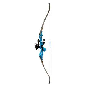 Fin-Finder Bank Runner Recurve Package w/ Winch Pro Reel Bowfishing Bow - Blue