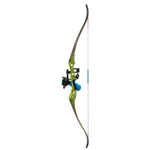 Fin-Finder Bank Runner Recurve Package w/ Winch Pro Reel Bowfishing Bow - Green