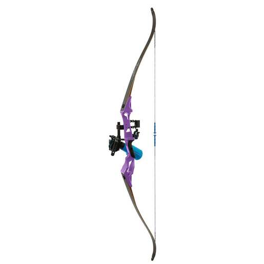 Fin-Finder Bank Runner Recurve Package with Winch Pro Reel Bowfishing Bow – Purple – Purple