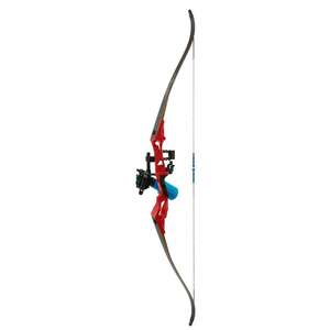 Fin-Finder Bank Runner Recurve Package w/ Winch Pro Reel Bowfishing Bow - Red