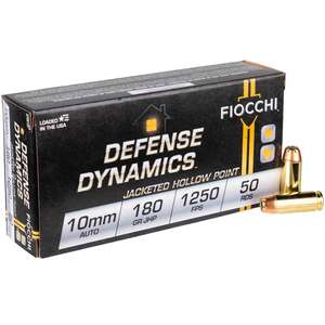 Fiocchi Defense Dynamics 10mm Auto 180gr JHP Handgun Ammo - 50 Rounds