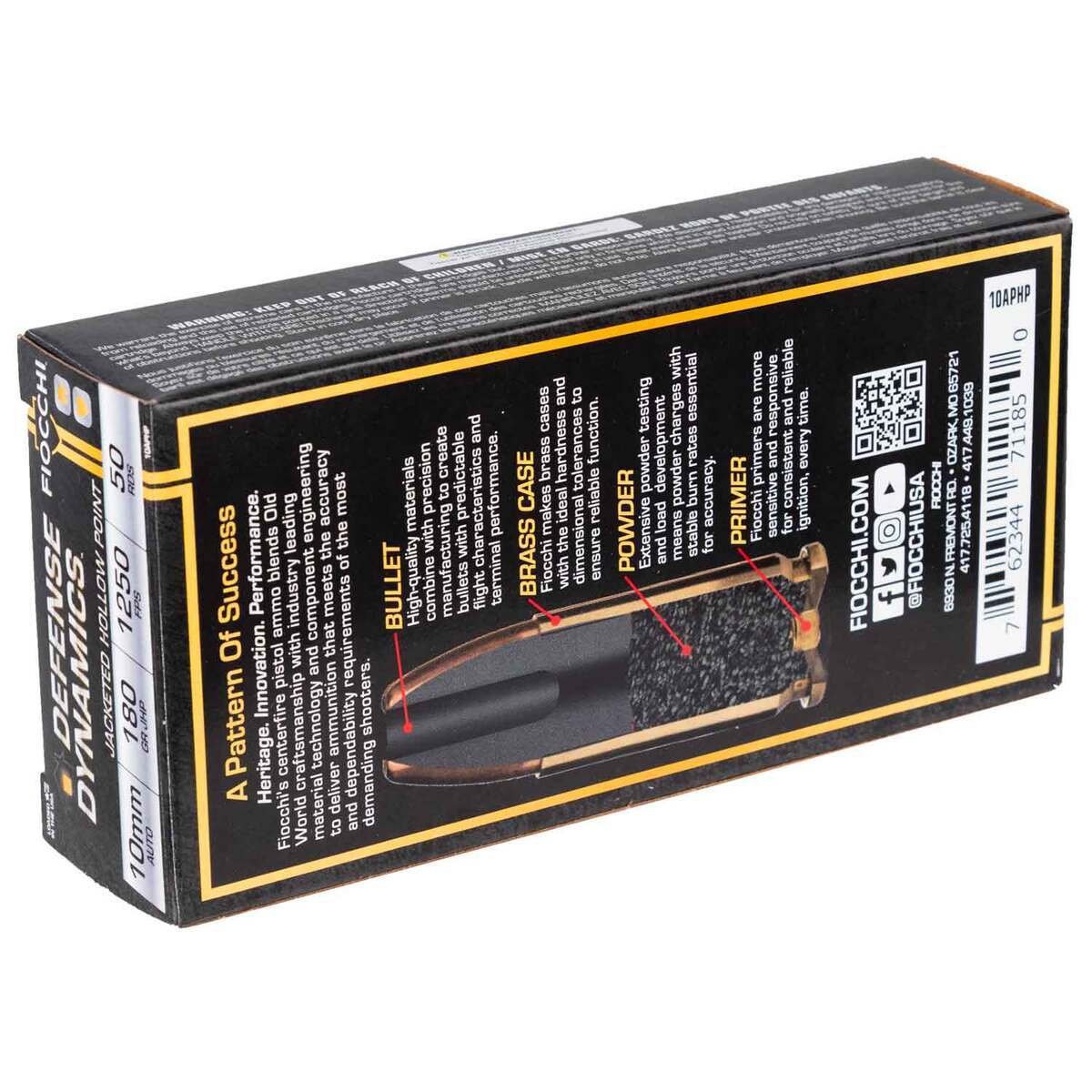 Fiocchi Defense Dynamics 10mm Auto 180gr JHP Handgun Ammo - 50 Rounds Fiocchi Defense Dynamics 10mm Auto 180gr JHP Handgun Ammo - 50 Rounds