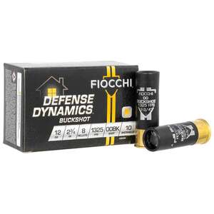 Fiocchi Defense Dynamics 12 Gauge 2-3/4in 00 Buck 8 Pellets Buckshot Shotshells - 10 Rounds